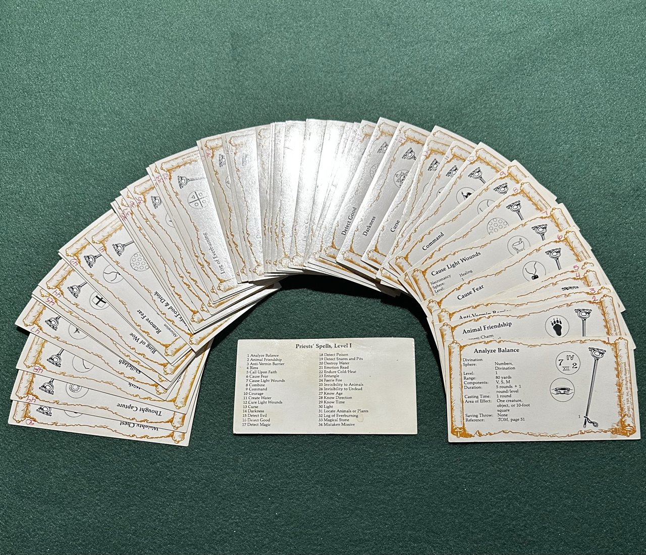 Vintage Dungeons & Dragons Accessory: Dungeon Master Deck of Priest Spells 2e