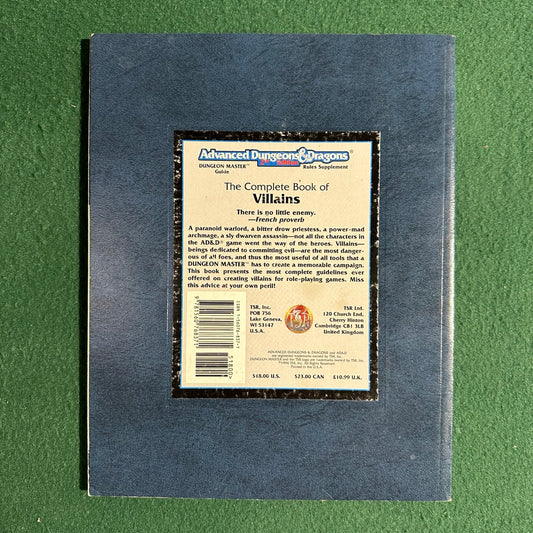 Vintage Advanced Dungeons & Dragons 2e Supplement: The Complete Book of Villains