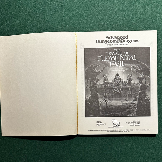 Vintage Dungeons & Dragons Adventure: The Temple of Elemental Evil AD&D W/MAP