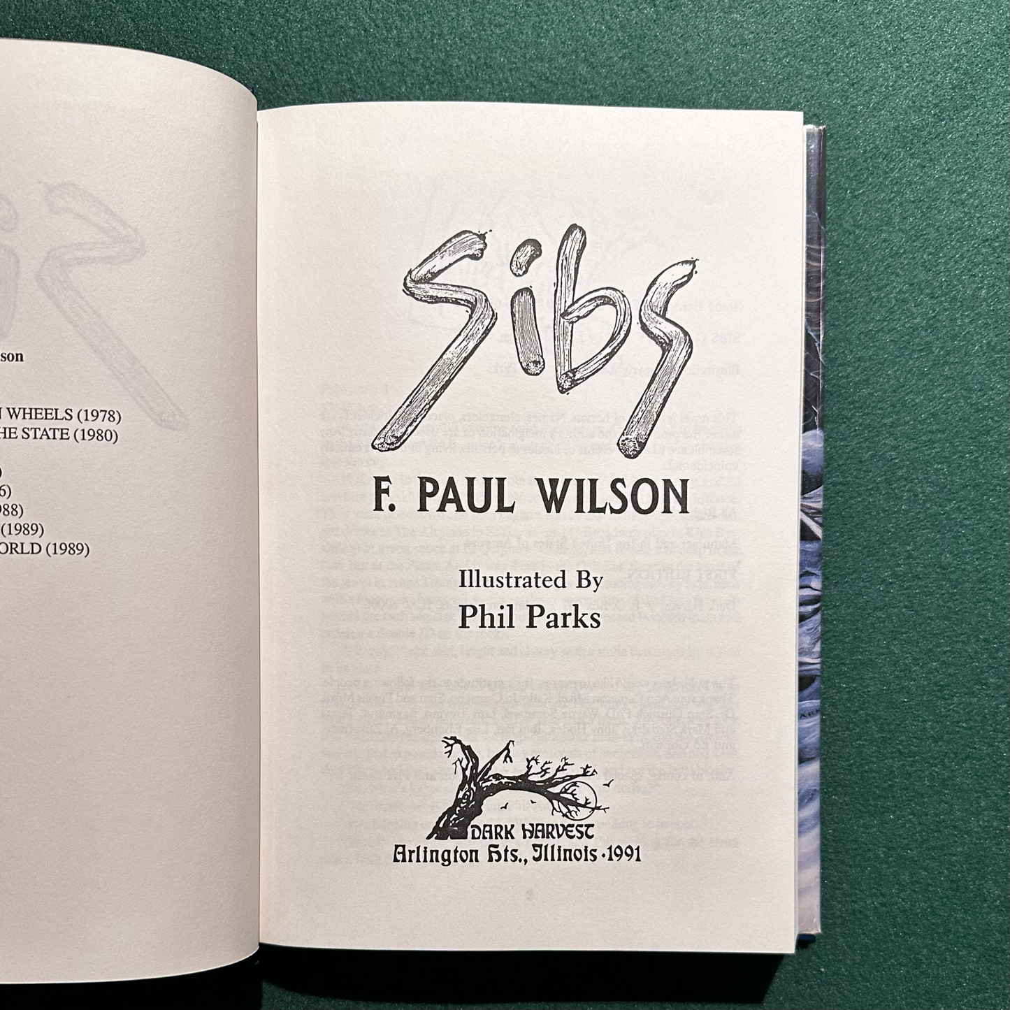 Vintage Fiction Hardback: F. Paul Wilson - Sibs FIRST EDITION