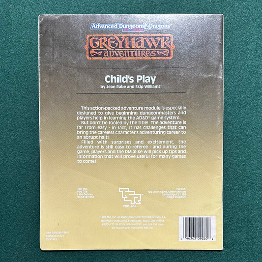 Vintage Dungeons & Dragons Adventure: Greyhawk Adventures 2e - Child's Play