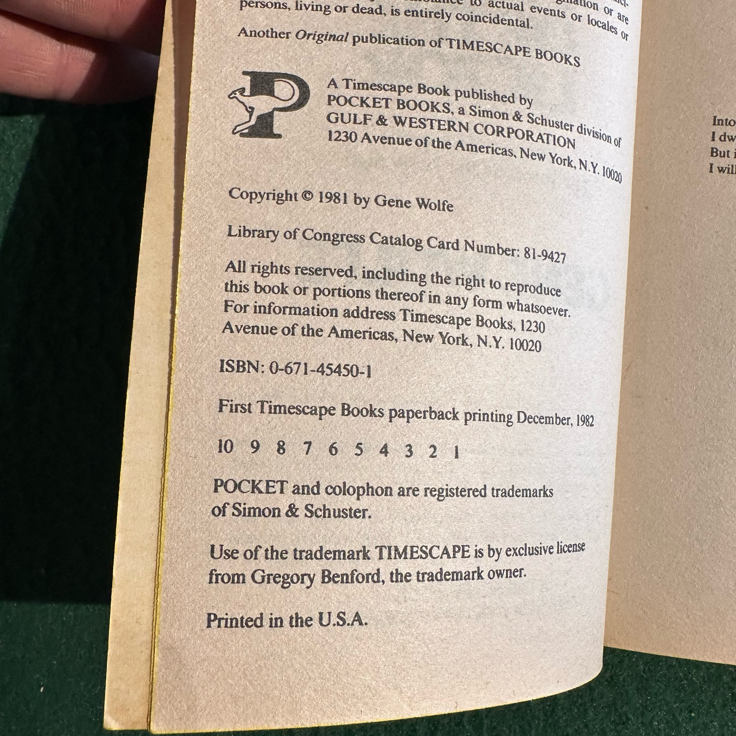 Vintage Fantasy Paperback: Gene Wolfe - The Sword of the Lictor FIRST PRINTING