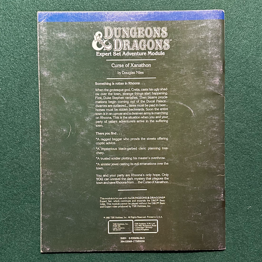 Vintage Dungeons & Dragons Adventure: D&D Expert - Curse of Xanathon