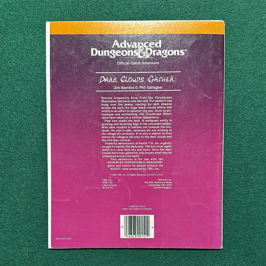 Vintage Dungeons & Dragons Adventure: AD&D Dark Clouds Gather