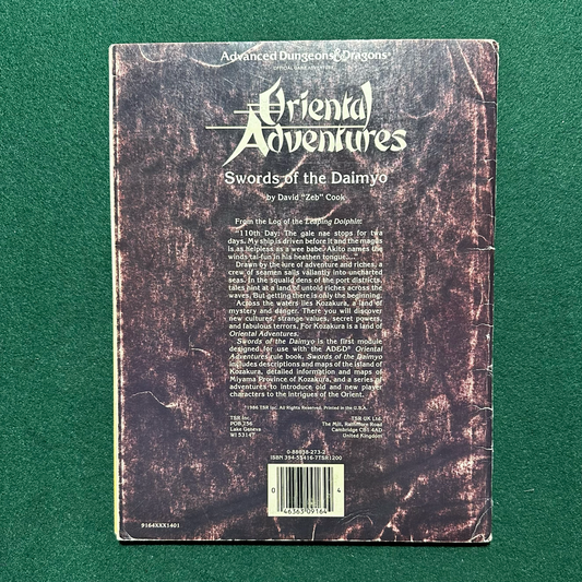 Vintage Dungeons & Dragons Adventure: AD&D Oriental Adventures - Sword of the Daimyo