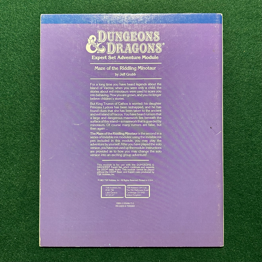 Vintage Dungeons & Dragons Adventure: D&D Expert - Maze of the Riddling Minotaur