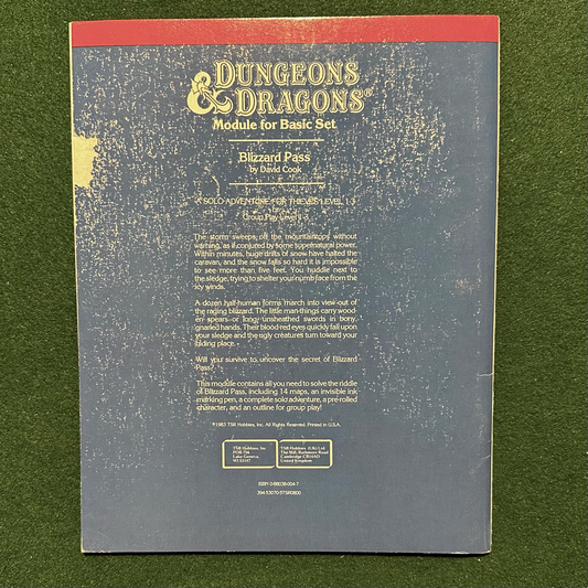 Vintage Dungeons & Dragons Adventure: D&D Basic - Blizzards Pass