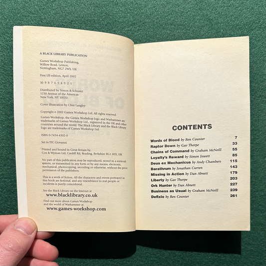 Sci-fi Paperback: Warhammer 40k: Words of Blood Edited by Marc Gascoigne and Christian Dunn FIRST PRINT