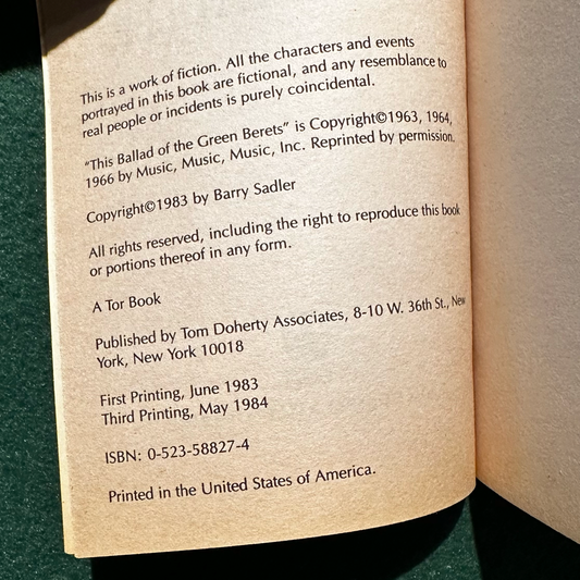 Vintage Fiction Paperback: Barry Sadler - Cry Havoc THIRD PRINTING