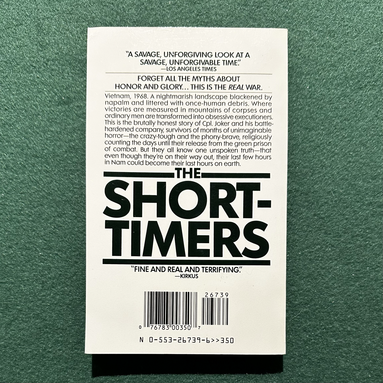 Vintage Fiction Paperback: Gustav Hasford - The Short-timers FOURTH PRINTING