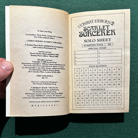 Vintage Fantasy Paperback: Joe Dever - Combat Heroes: Scarlet Sorcerer FIRST PRINT