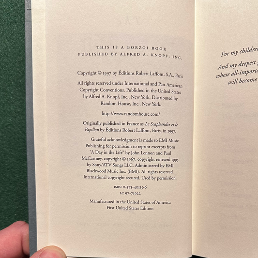 Vintage Fiction Hardback: Jean-Dominique Bauby - The Diving Bell and the Butterfly FIRST PRINTING