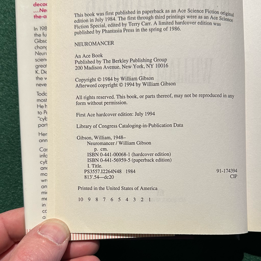 Vintage Sci-fi Hardback: William Gibson - Neuromancer 10th Anniversary Edition FIRST PRINTING