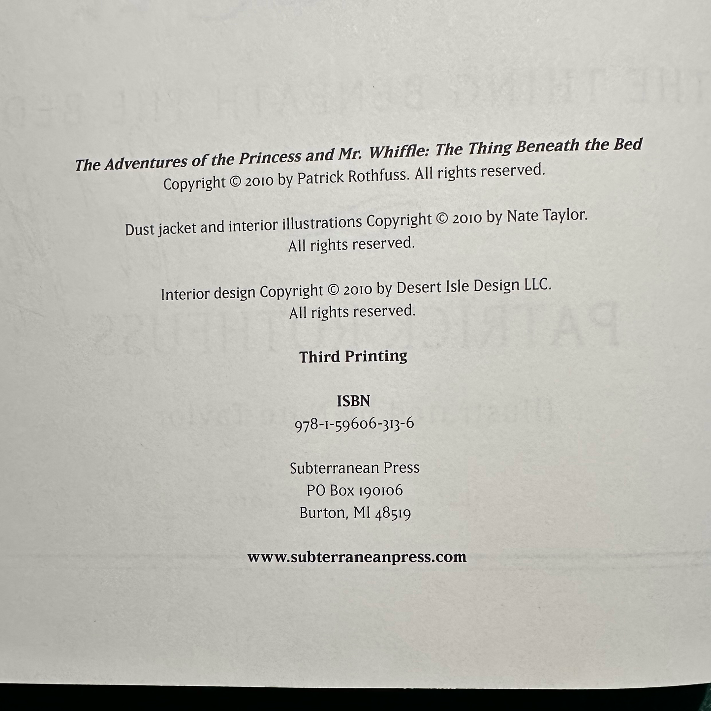 Fantasy Hardback: Patrick Rothfuss - The Adventures of the Princess and Mr Whiffle SIGNED THIRD PRINTING
