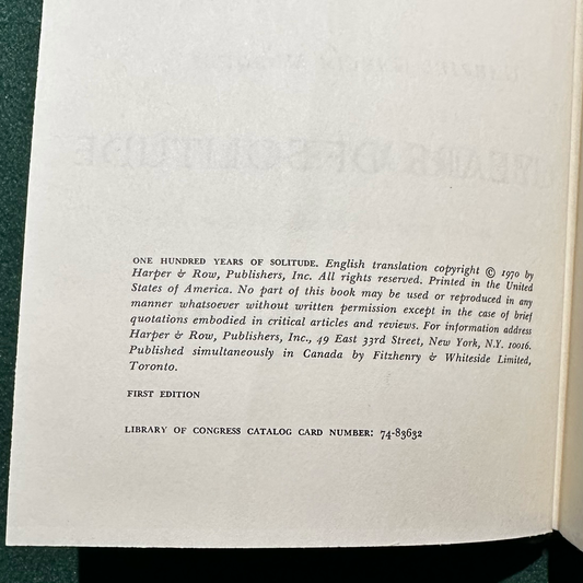 Vintage Fiction Hardback: Gabriel Garcia Marquez - One Hundred Years of Solitude FIRST BOOK CLUB EDITION