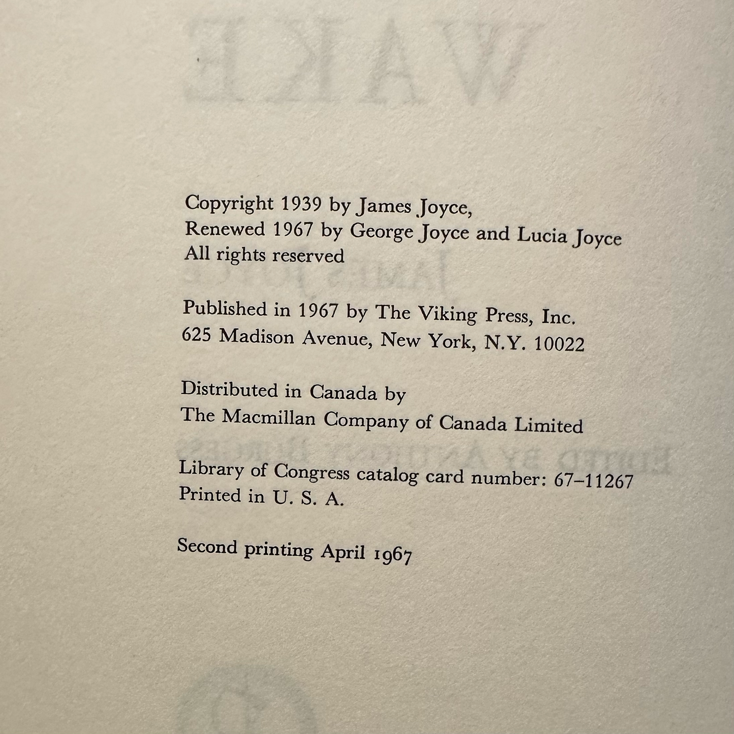 Vintage Fiction Hardback: James Joyce - A Shorter Finnegans Wake SECOND PRINTING