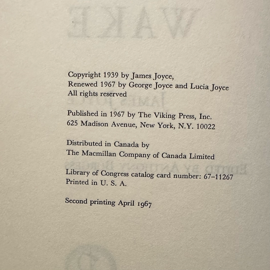 Vintage Fiction Hardback: James Joyce - A Shorter Finnegans Wake SECOND PRINTING