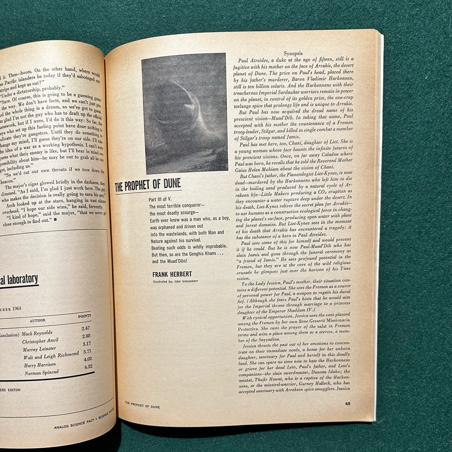 Vintage Sci-fi Magazine: Analog: Science Fact - Science Fiction - March 1965 Prophet of Dune, Part 3. FRANK HERBERT