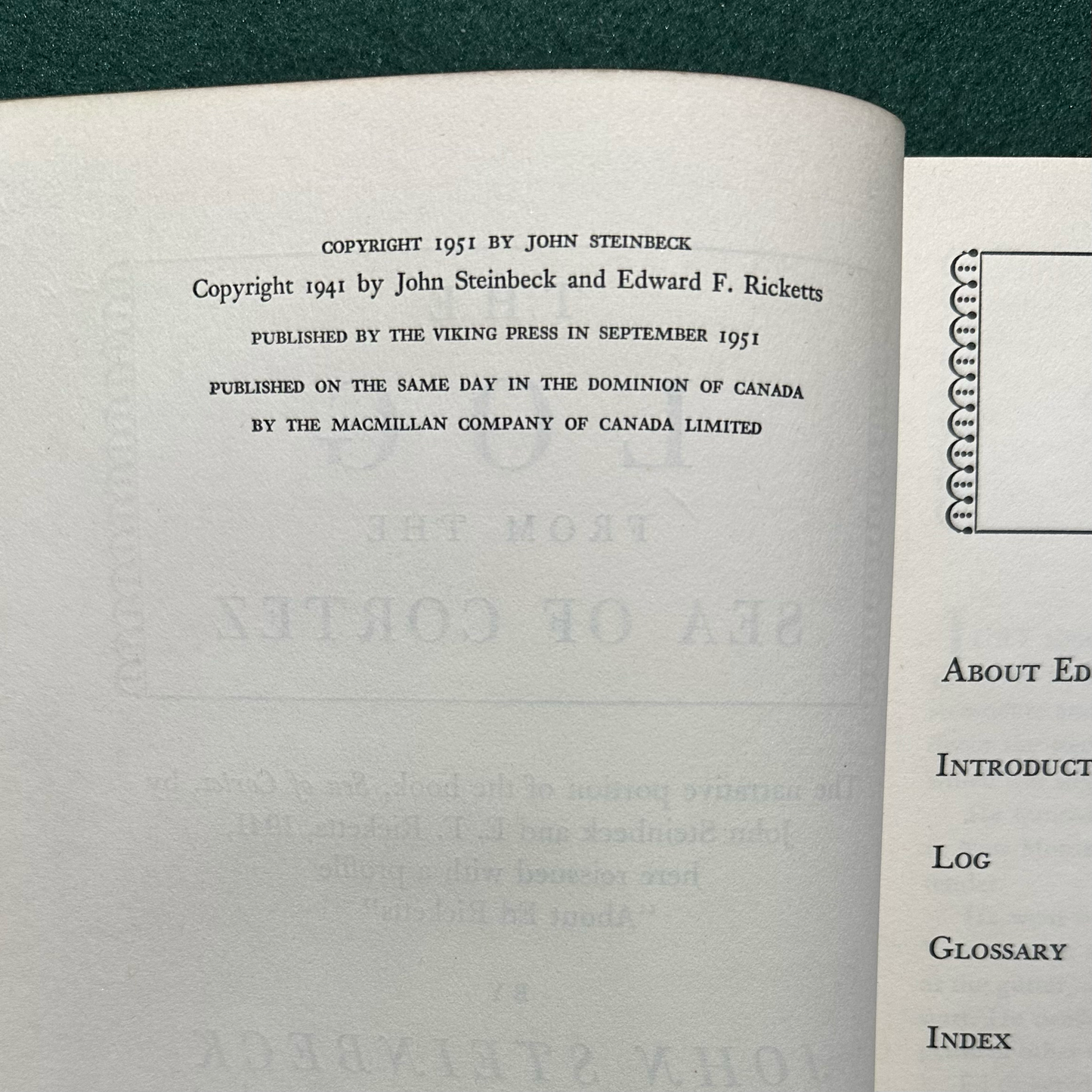 Vintage Fiction Hardback: John Steinbeck - The Log from the Sea of Cortez EX-LIBRARY FIRST EDITION