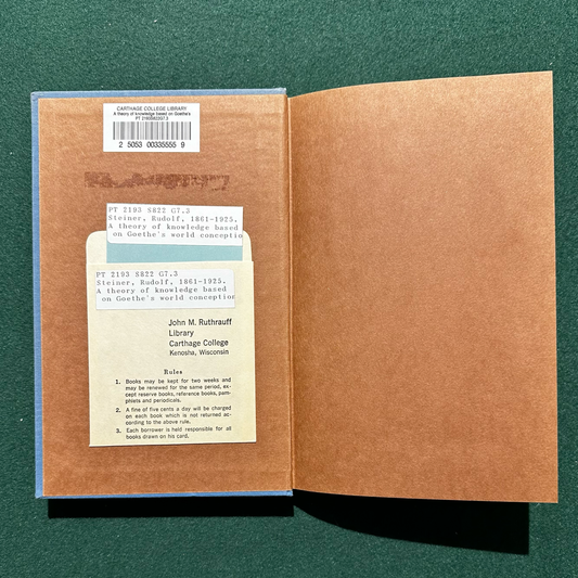 Vintage Non-Fiction Hardback: Rudolph Steiner - A Theory of Knowledge Based on Goethe's World Conception SECOND EDITION