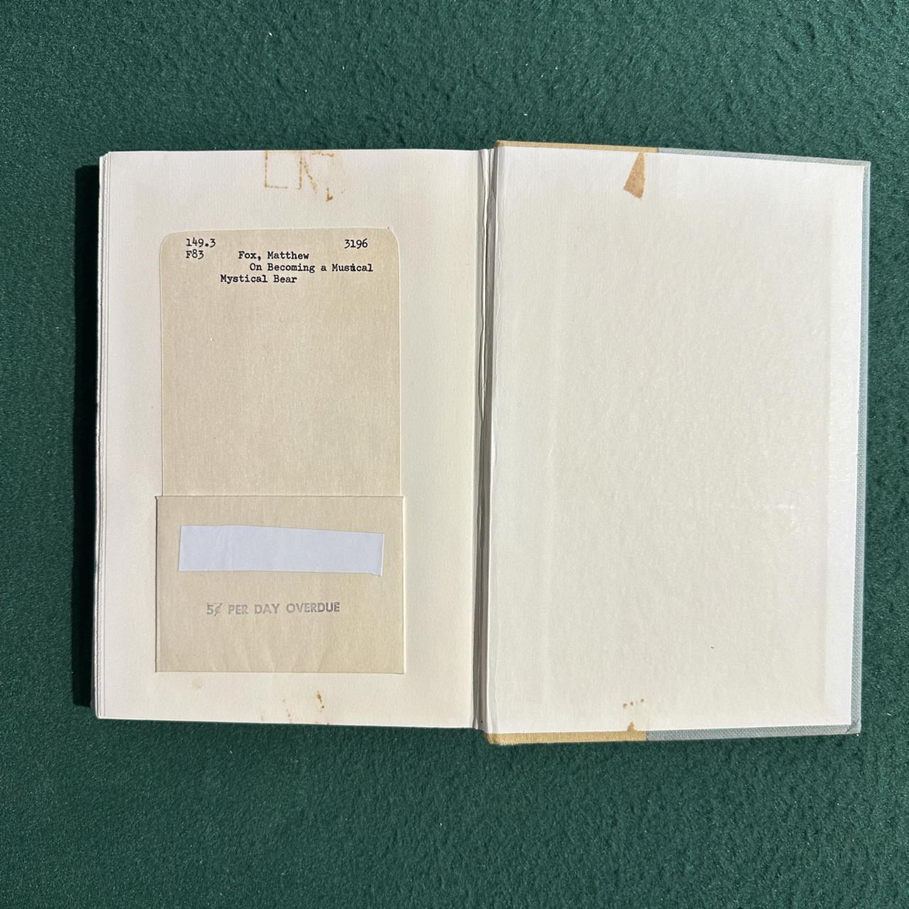 Vintage Non-Fiction Hardback: Matthew Fox - On Becoming a Musical, Mystical Bear FIRST EDITION
