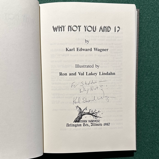 Vintage Horror Hardback: Karl Edward Wagner - Why Not You and I? SIGNED FIRST EDITION/PRINTING