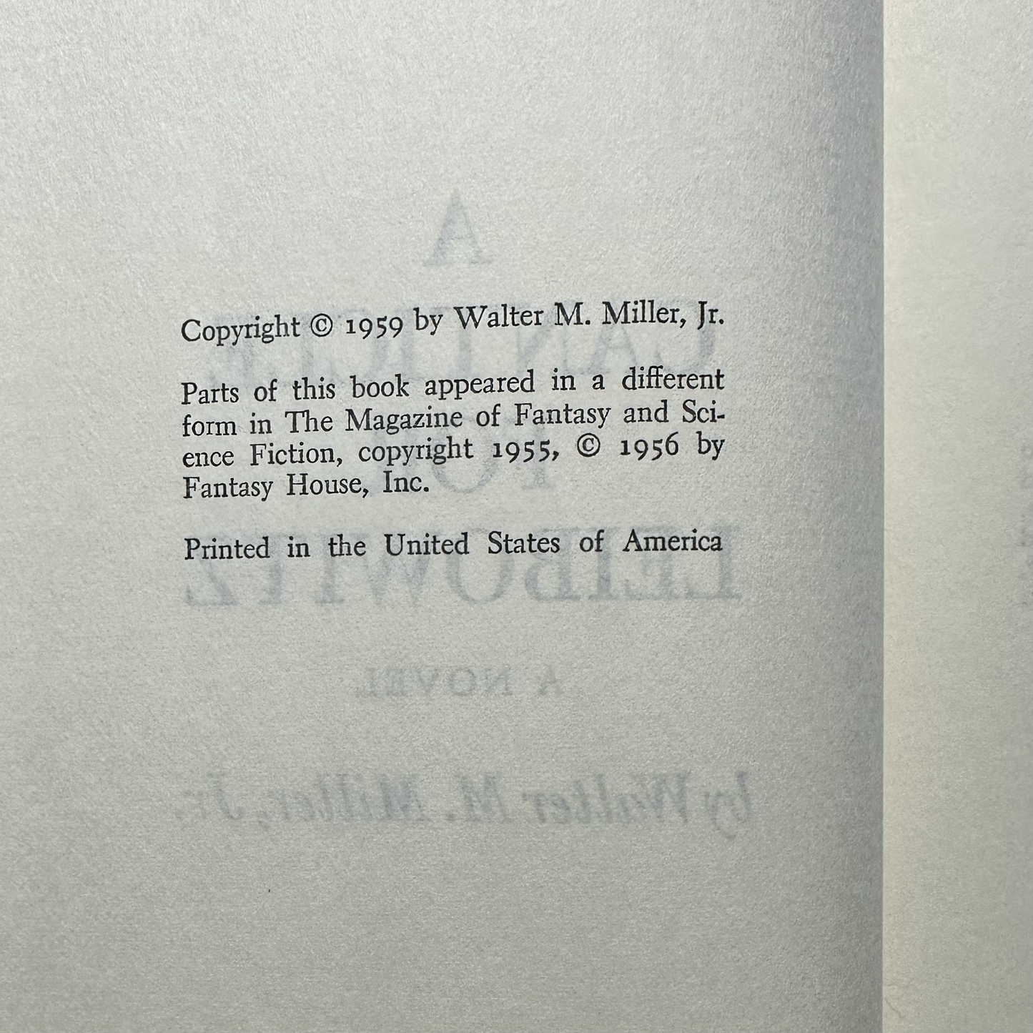 Vintage Sci-Fi Hardback: Walter M Miller Jr. - A Canticle for Leibowitz BCE