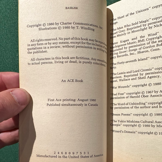 Vintage Fantasy Paperback: Basilisk, Edited by Ellen Kushner FIRST PRINT