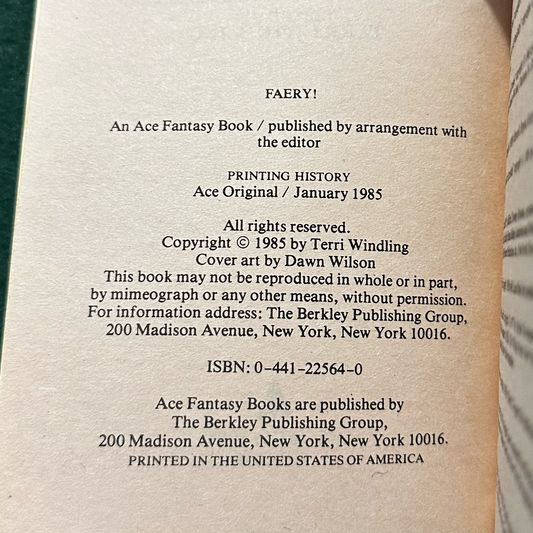 Vintage Fantasy Paperback: Faery! - Edited by Terri Windling FIRST PRINT