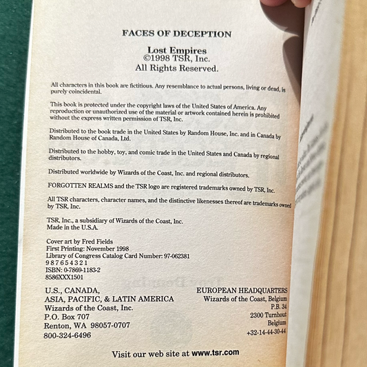 Vintage Dungeons & Dragons Paperback: Troy Denning - Lost Empires: Faces of Deception FIRST PRINT