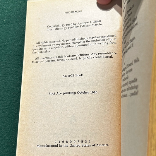 Vintage Fantasy Paperback: Andrew J Offutt - King Dragon FIRST PRINT