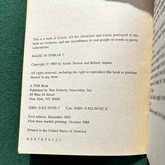 Vintage Fantasy Paperback: Magic in Ithkar 2, Edited by Andre Norton and Robert Adams FIRST PRINT