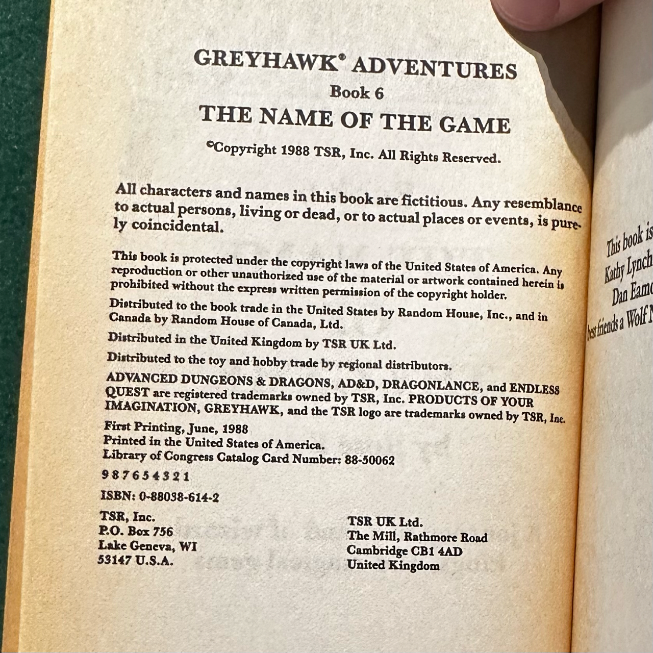 Vintage Fantasy Paperback: Rose Estes - Greyhawk Adventures: The Name of the Game FIRST PRINT