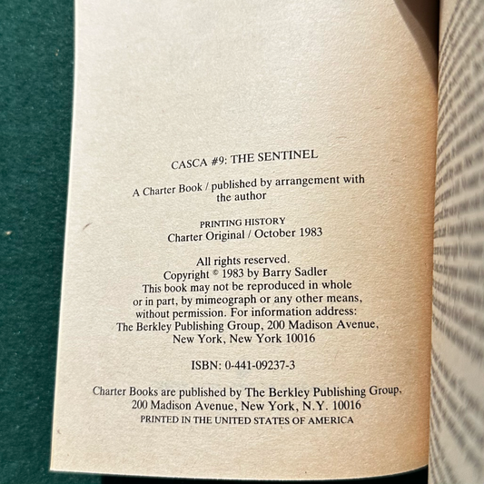 Vintage Fantasy Paperback: Barry Sadler - Casca: The Sentinel