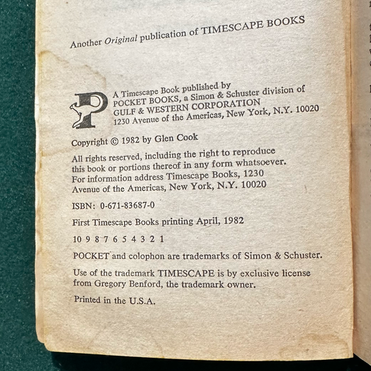 Vintage Fantasy Paperback: Glen Cook - The Swordbearer FIRST PRINT