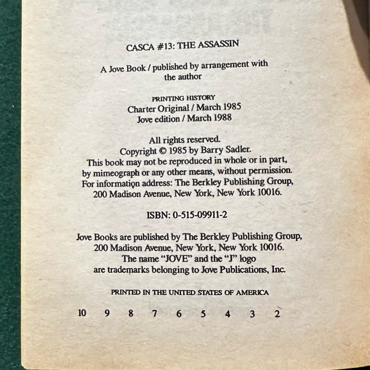 Vintage Fantasy Paperback: Barry Sadler - Casca: The Assassin SECOND PRINT