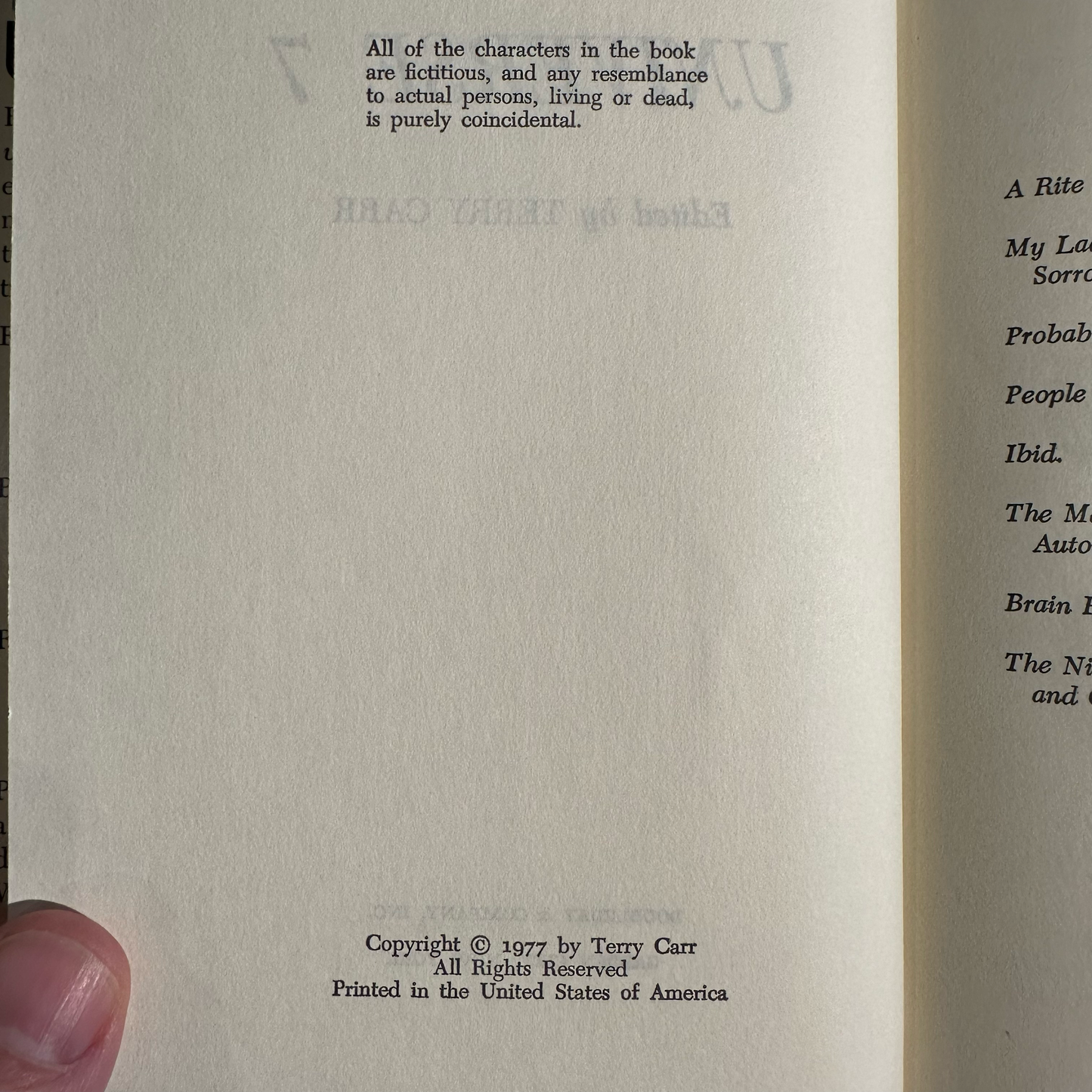 Vintage Sci-Fi Hardback: Universe 7, Edited by Terry Carr BCE