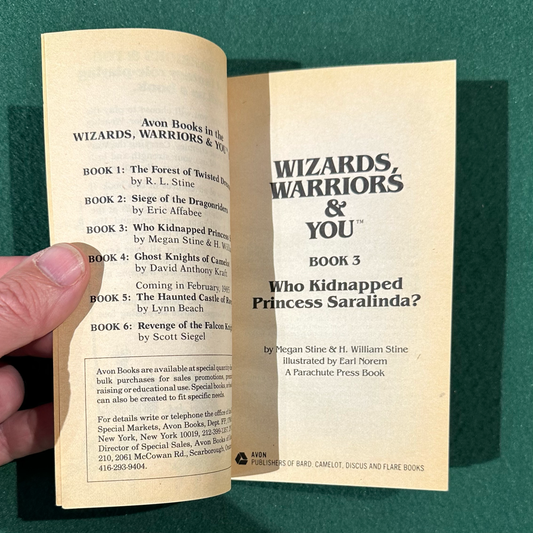 Vintage Fantasy Paperback: Megan Stine & H William Stine - Wizards, Warriors & You, Book 3: Who Kidnapped Princess Saralinda? FIRST PRINT