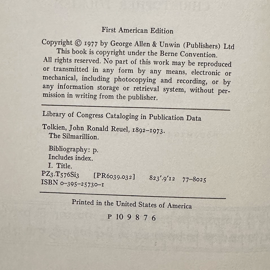 Vintage Fantasy Hardback: JRR Tolkien - The Silmarillion FIRST EDITION/SIXTH PRINTING