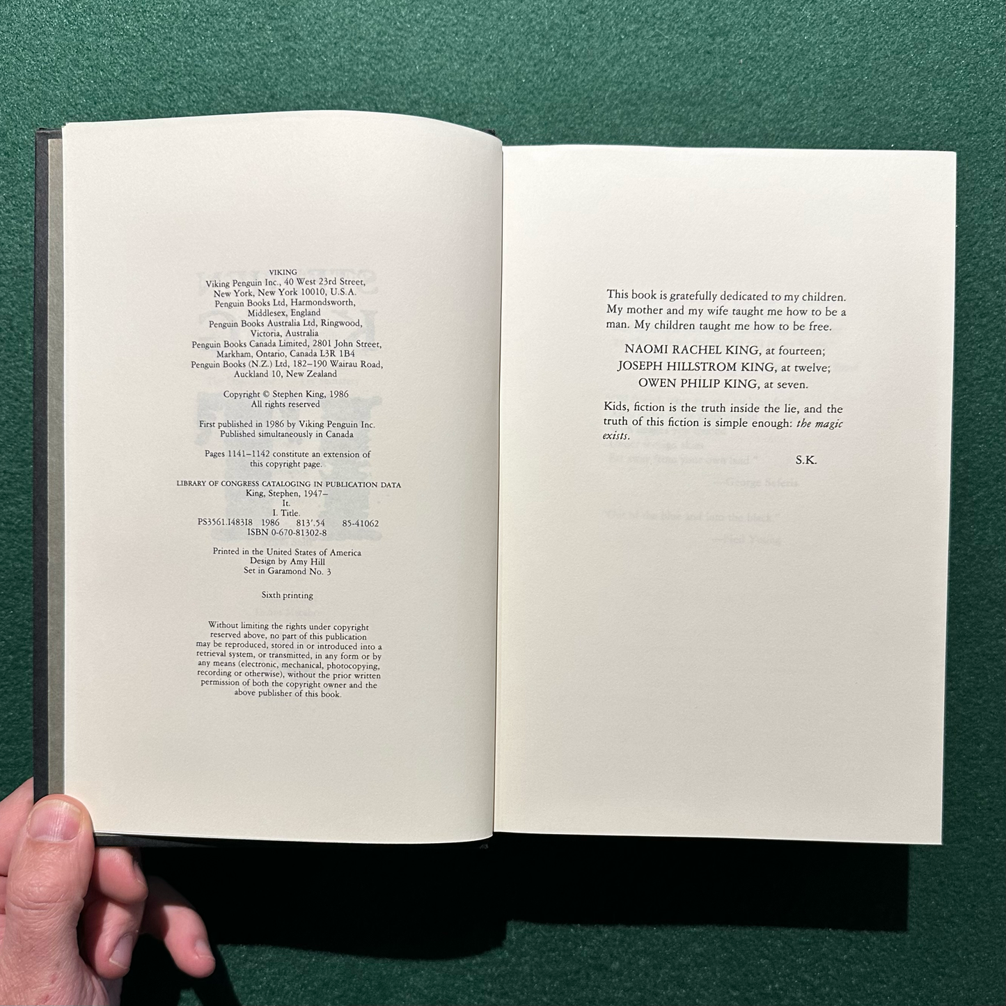 Vintage Horror Hardback: Stephen King - IT SIXTH PRINTING