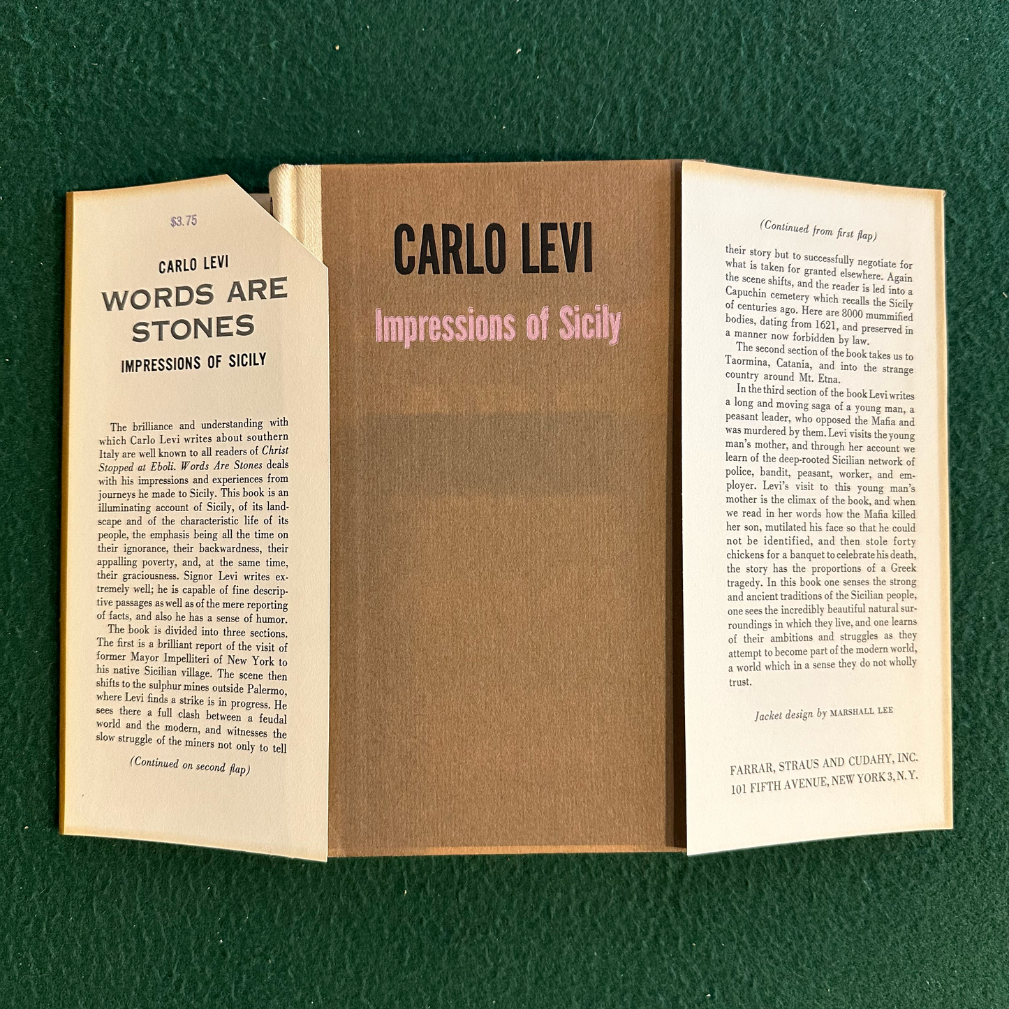 Vintage Non-Fiction Hardcover: Carlo Levi - Words Are Stones FIRST PRINTING