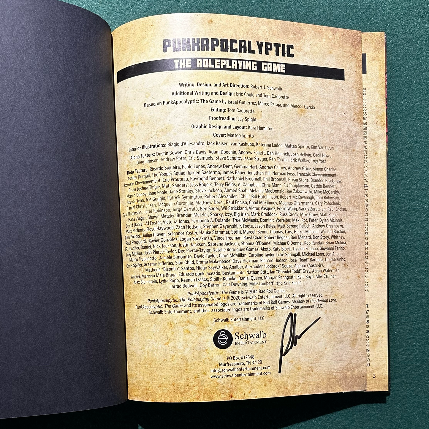 Roleplaying Game Hardback: Robert J Schwalb - Punkapocalyptic The Roleplaying Game SIGNED