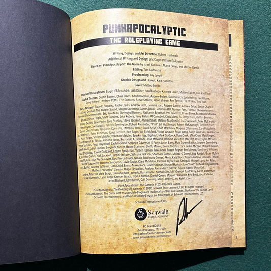 Roleplaying Game Hardback: Robert J Schwalb - Punkapocalyptic The Roleplaying Game SIGNED