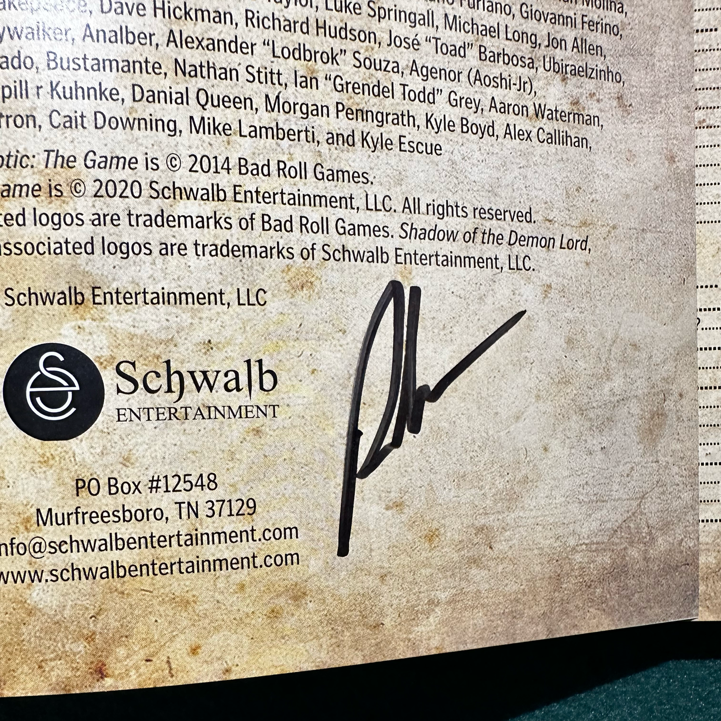 Roleplaying Game Hardback: Robert J Schwalb - Punkapocalyptic The Roleplaying Game SIGNED