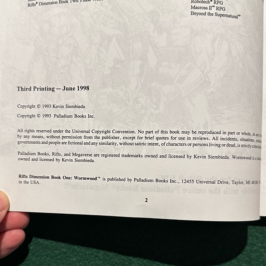 Roleplaying Game Paperback: Rifts Dimension Book One: Wormwood