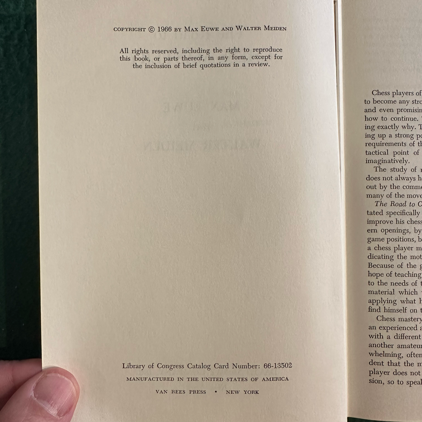 Vintage Non-Fiction Hardcover: Max Euwe and Walter Meiden - The Road to Chess Mastery