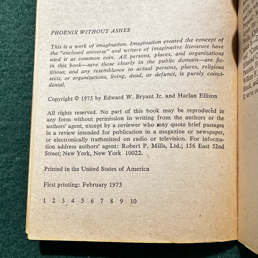 Vintage Fiction Paperback: Edward Bryant & Harlan Ellison - Phoenix Without Ashes FIRST PRINTING
