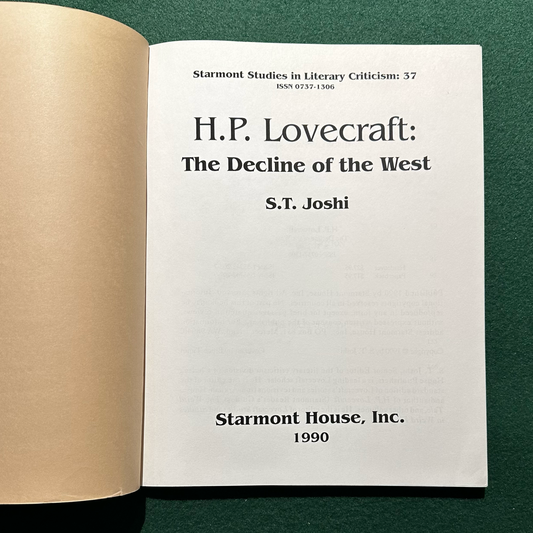 Vintage Horror Paperback: S T Joshi - HP Lovecraft: The Decline of the West