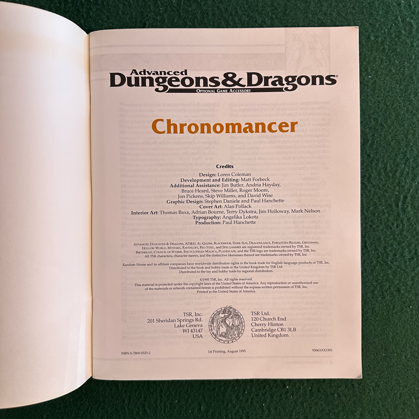 Vintage Advanced Dungeons & Dragons Accessory: Chronomancer