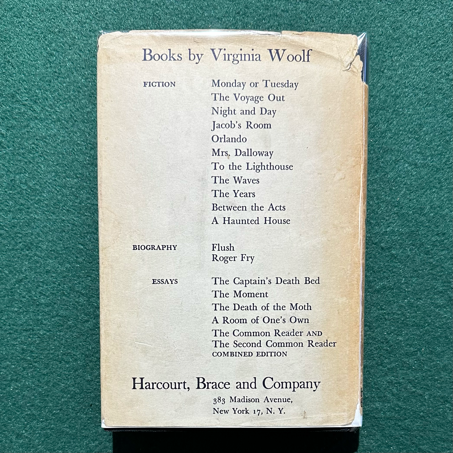 Vintage Fiction Hardback: Virginia Woolf - A Room of One's Own FIRST EDITION EARLY REPRINT